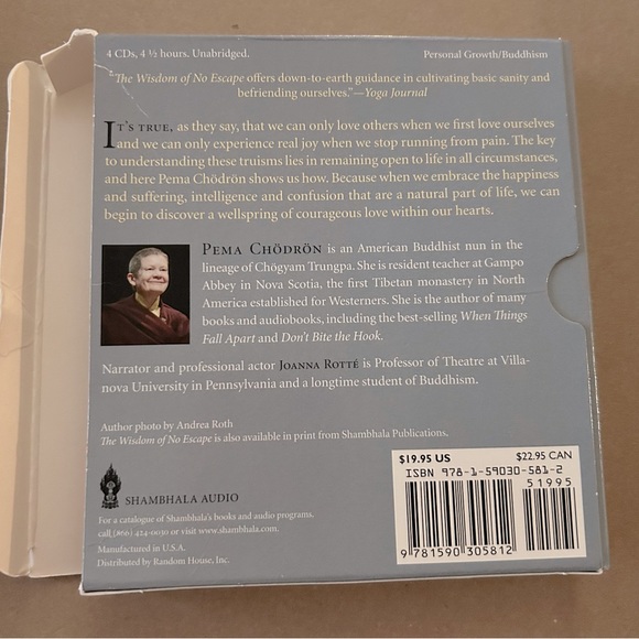 4 DVD’S THE WISDOM OF NO ESCAPE and the path of Loving-kindness by Pema Chodron - Picture 3 of 5